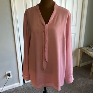 Pink business casual blouse